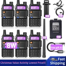 6PCS Baofeng UV-5R VHF UHF Dual-Band Ham 8W Portable Two-way Radio Walkie Talkie