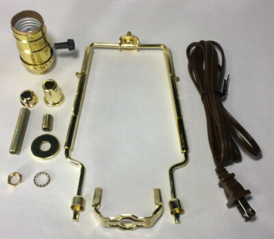New Table Lamp Wiring Kit w/ Adjustable (9"-11") Brass Harp, 3-Way Socket, Cord | eBay