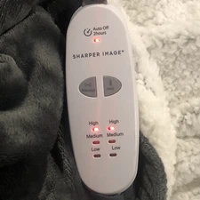 Sharper Image Calming Cozy Massage Heat 2 Hour Auto Off Grey Micro Fleece Poly