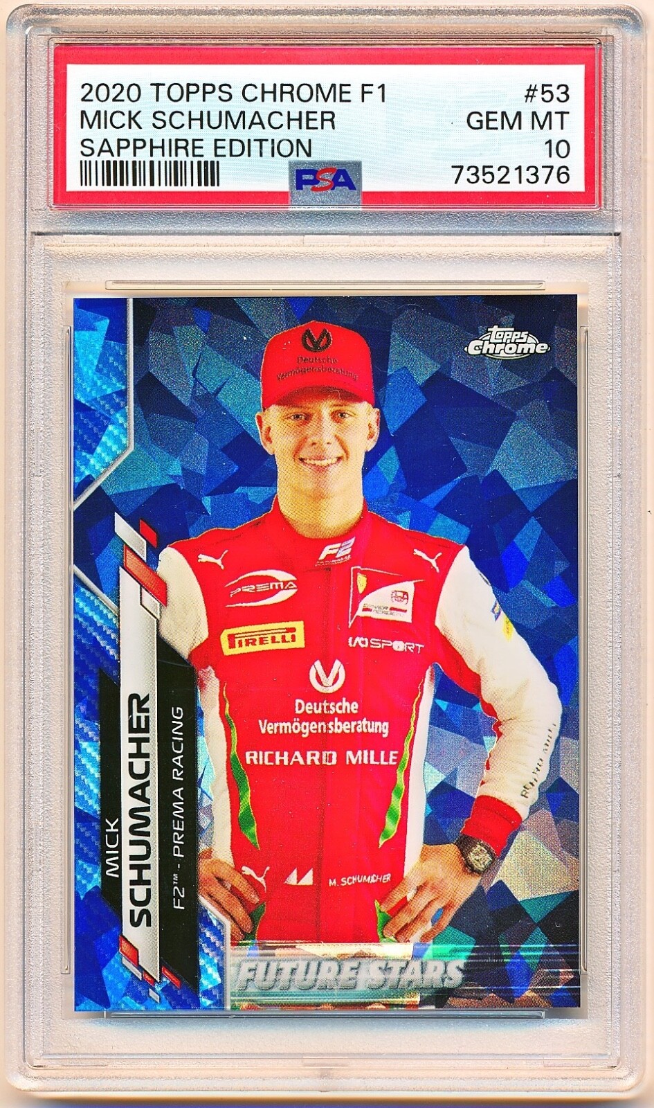 2020 Topps Chrome Sapphire F1 Mick Schumacher Rc #53 PSA 10 - POP 234 - QTY