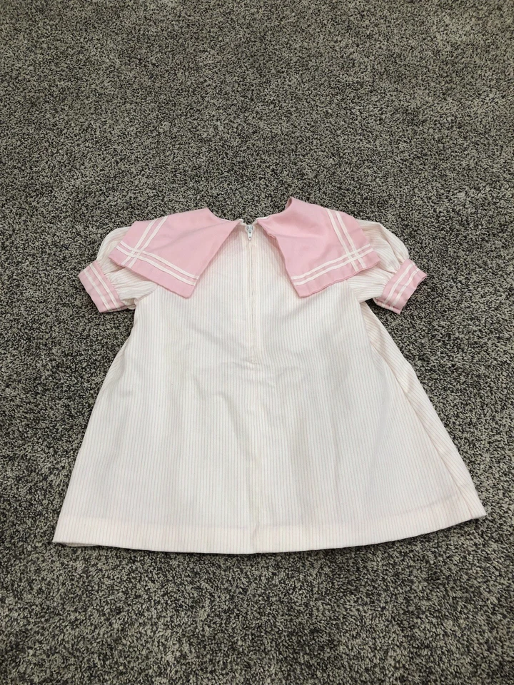 Винтажное розовое и белое платье Little Bitty Baby Girl 3T на молнии с коротким рукавом J1 - Изображение 2 из 4