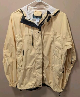 LL Bean Yellow Raincoat/Windbreaker Zip-up Hooded Jacket Woman's/Misses Large
