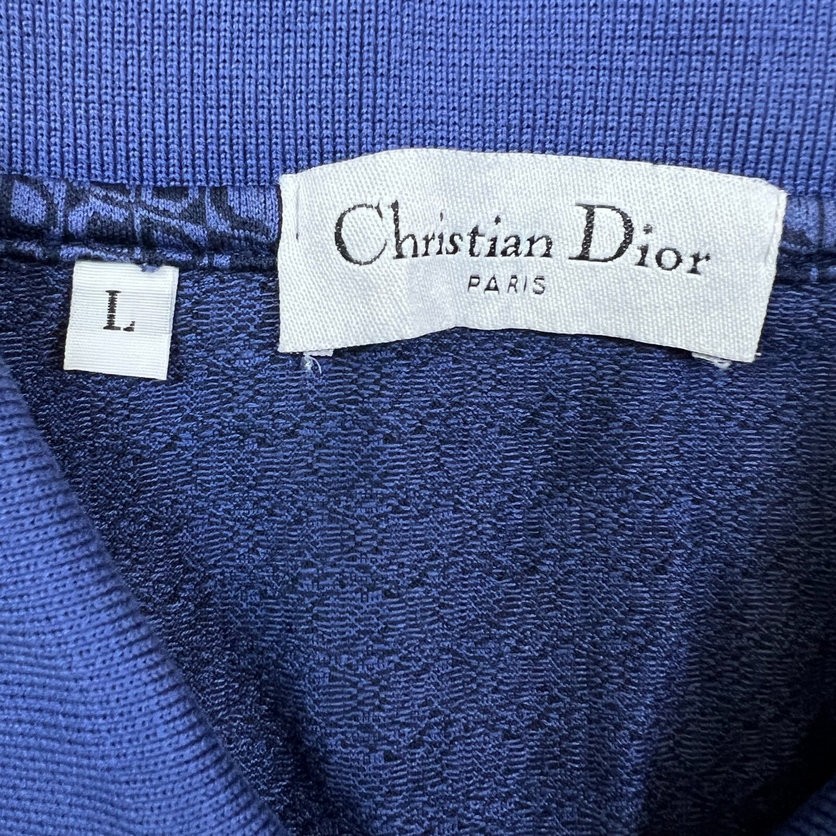 Christian Dior Polo Shirt Mens Large Blue Oblique Monogram