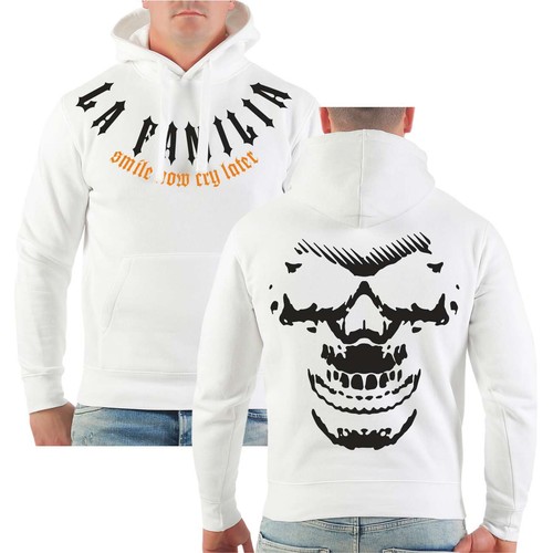 Sudadera con capucha La Familia FCK Vida & Muerto Hoodie naranja sangre negro tatuaje en - Imagen 5 de 10