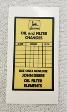 JOHN DEERE TRACTOR OIL CHANGE LABEL for 3010 3020 4010 4020 5010 5020 4430 4440+