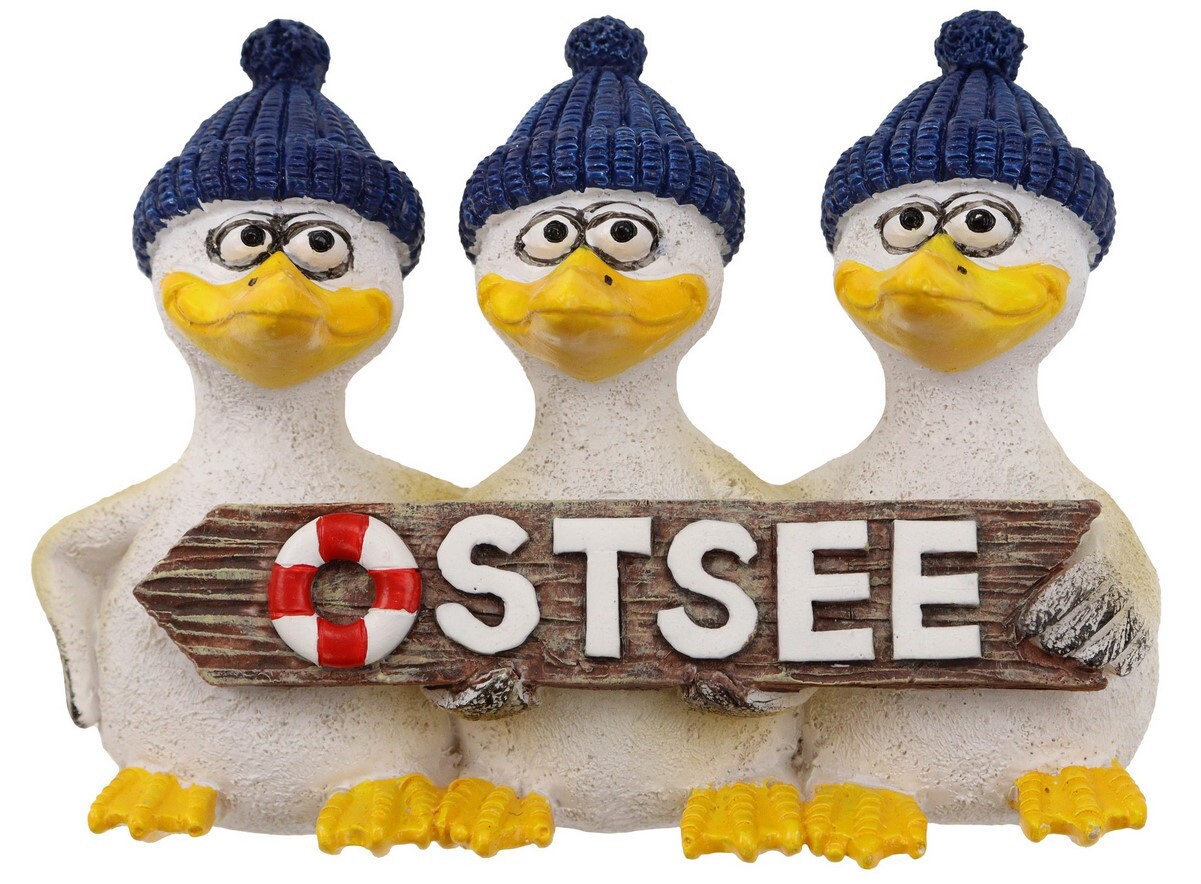 Baltic Sea Magnet 3 Seagulls with Poodle Hat Lifebuoy Poly Souvenir Germany