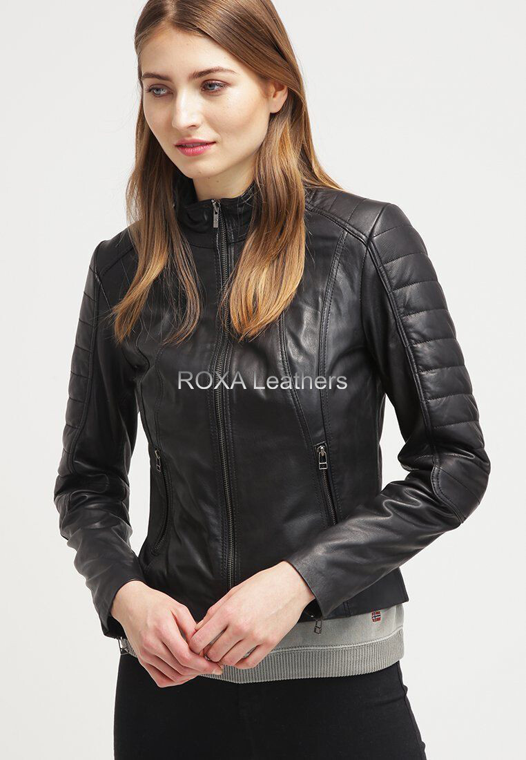 Latest Designer Women's Pure Biker Black Genuine Napa