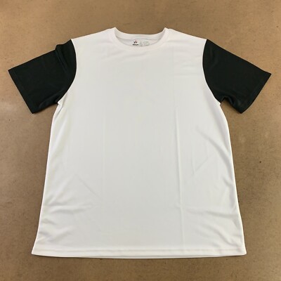 Alleson Athletic Adult Large White Black Sleeve Crew Neck Jersey T-Shirt New