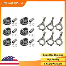 AJ126 Engine 6x Connecting Rod ＆ Pistons Rings Set For Jaguar Land Rover V6 3.0L