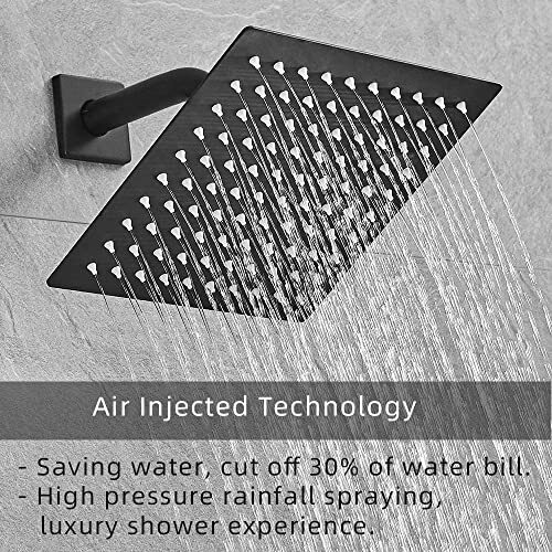 Shower System with High Pressure 8'' Matte Black Shower Faucet with Handheld - Picture 5 of 8