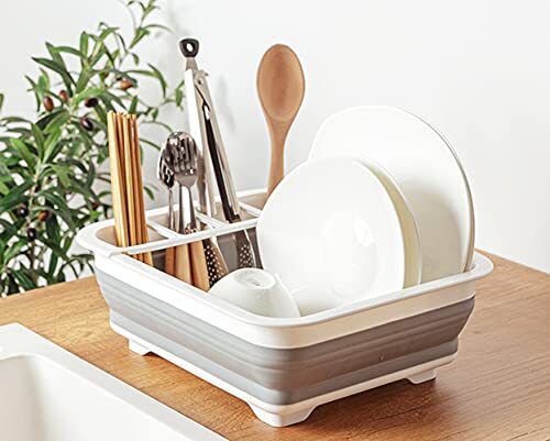 Dish Drying Rack Collapsible Dish Drainer With Drainer Board Popup And Collapse - Picture 6 of 7