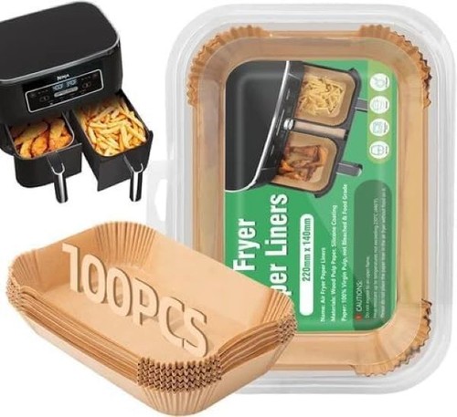 100 Pcs Disposable Paper Air Fryer Liners Non Stick Parchment for Ninja Dual - Picture 3 of 9