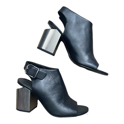 Alexander Wang Nadia Leather Cut Out Peep Toe Silver Heel Shoes Size  Australia