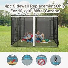 Replacement Mosquito Netting for10'x10' Gazebo Black Screen Canopy Mesh Walls