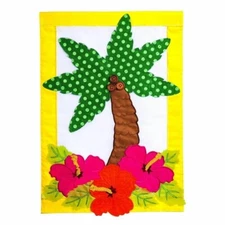 Palm Trees 168666BL Evergreen APPLIQUE Garden Flag 12.5” x 18”
