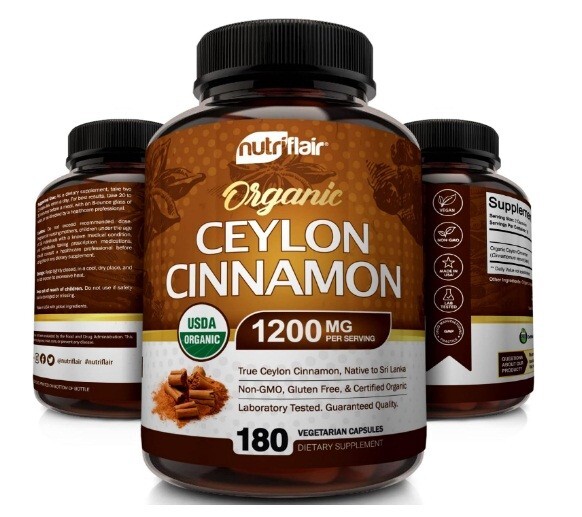 Organic Ceylon Cinnamon Supplement 1200mg Supports Glucose Metabolism