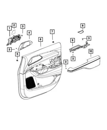 Revestimiento de puerta delantera derecha para Chrysler Pacifica 2017 (N/P 6FL20PL5AA)
