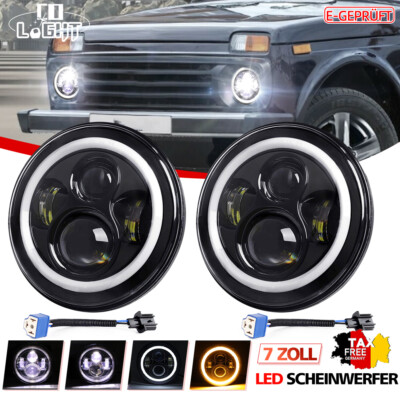 2x Für Lada Niva 2110 2121 2123 7'' LED Scheinwerfer Abblendlicht Fernlicht DRL