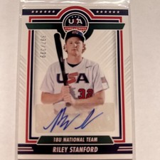 2022 USA Baseball Stars and Stripes 18U National Team Riley Stanford Auto /399