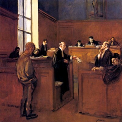 A PLEA FOR MERCY JUDGE LAWYER LAW TRIBUNAL COURT PAINTING BY JEAN FORAIN REPRO