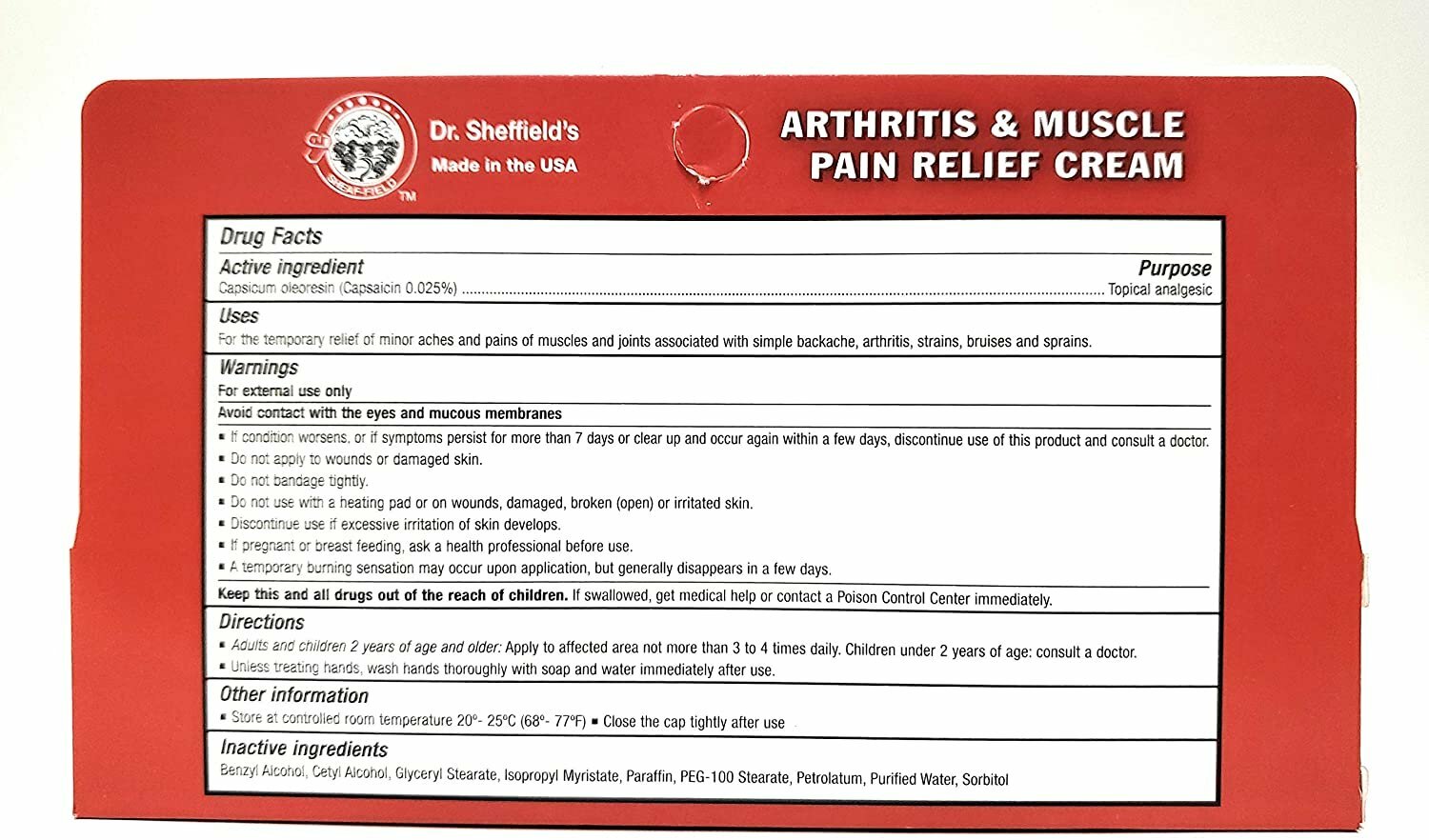 Dr. Sheffield's ThermaRub Arthritis & Muscle Pain Relief Cream 1.25 Oz
