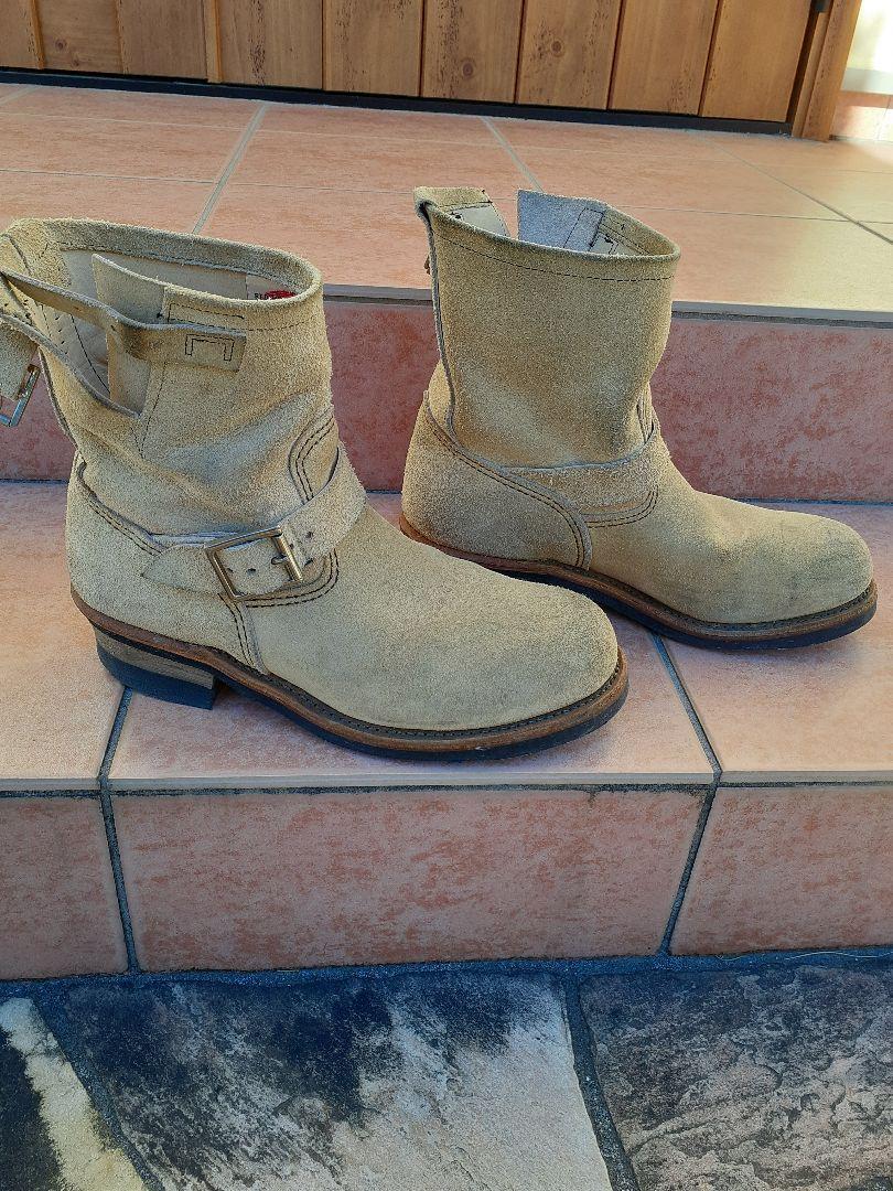 REDWING 2965 Size US9 Short Engineer Boots Suede Beige Used No Box 