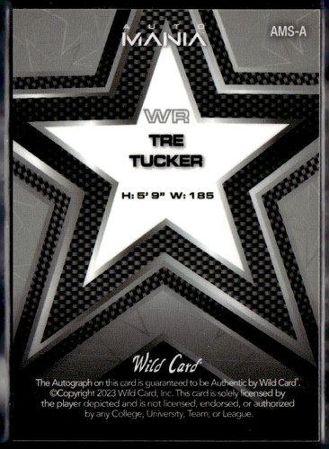 TRE TUCKER 2023 WILD CARD **GOLD** ROOKIE RC AUTO /10 !! π₯π₯ TAMPA BAY BUCS - Picture 2 of 2