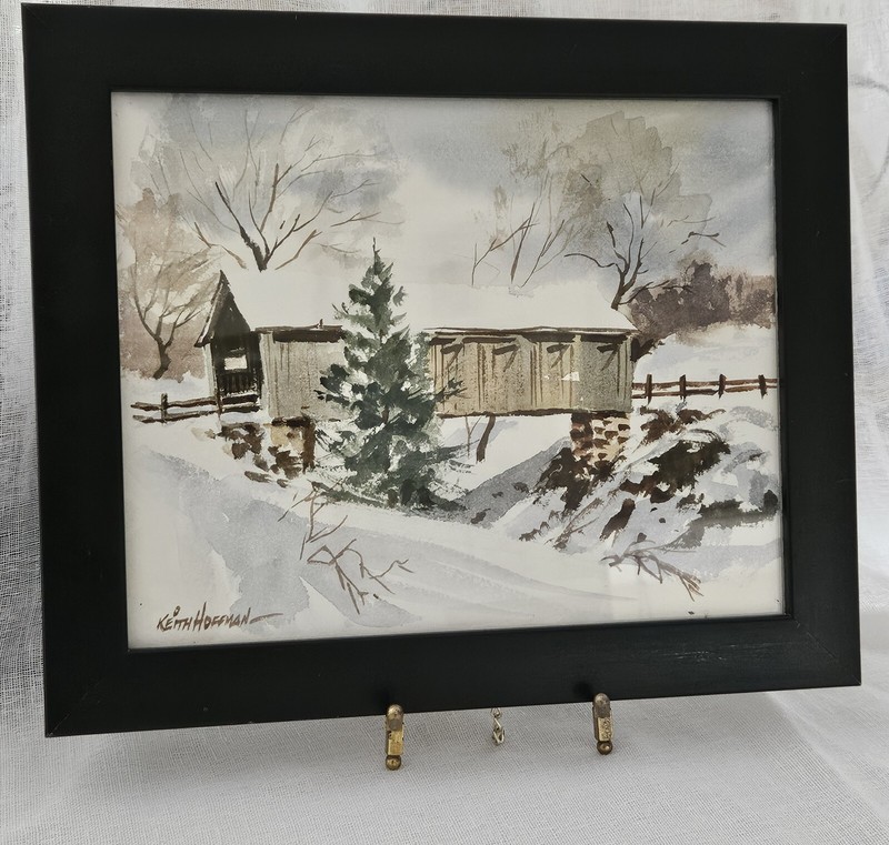 Watercolor Painting Of Covered Bridge By Artist, Keith Hoffman.
