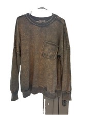 Zenana Womens Oversized L Bleached Grey Sweatshirt Casual Crewneck Pocket