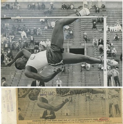F Jackson Schwarz Athlet Hochsprung Vintage Sport Foto