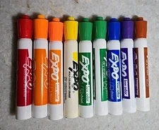 Expo Dry Erase Markers Lot of 9 - Multi-Color Rainbow Chisel WhiteBoard Used
