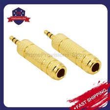 NEW 2x 6.35mm 1/4" Female To 3.5mm 1/8" Male Jack Stereo Headphone Audio Adapter
