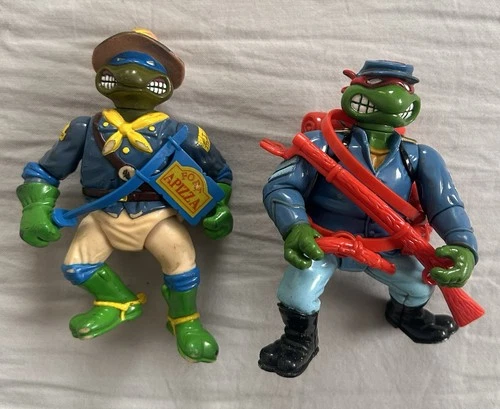 TMNT Vintage Lot – Kavalry Leonardo & Yankee Doodle Raph Figures – Playmates