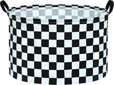 Checkered Storage Basket Extra Large 80L Kids Hamper Baby Laundry Basket