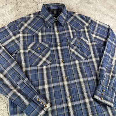 Pendleton Frontier Pearl Snap Shirt Plaid Western Button Up Mens Small Cowboy