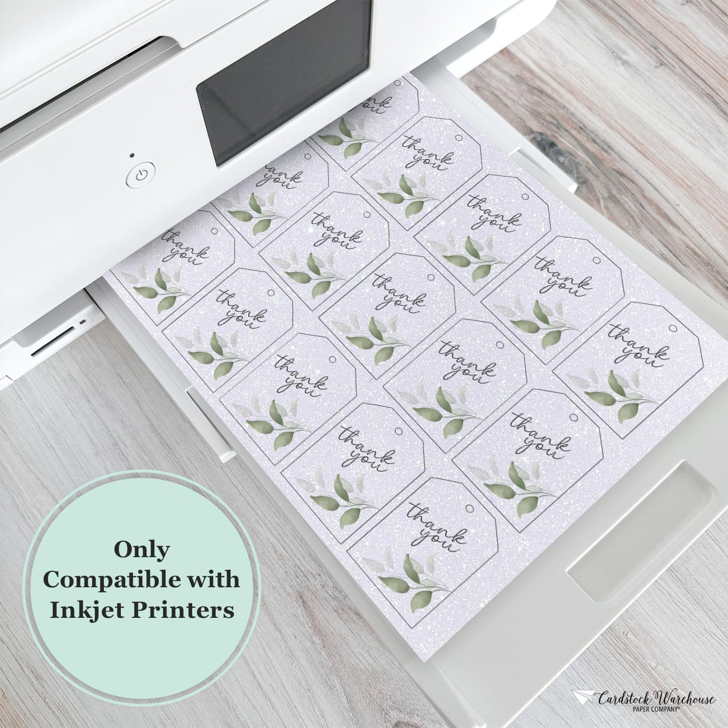 Cardstock Warehouse Diamond Print Inkjet Glitter - Premium White Glitter Cardsto