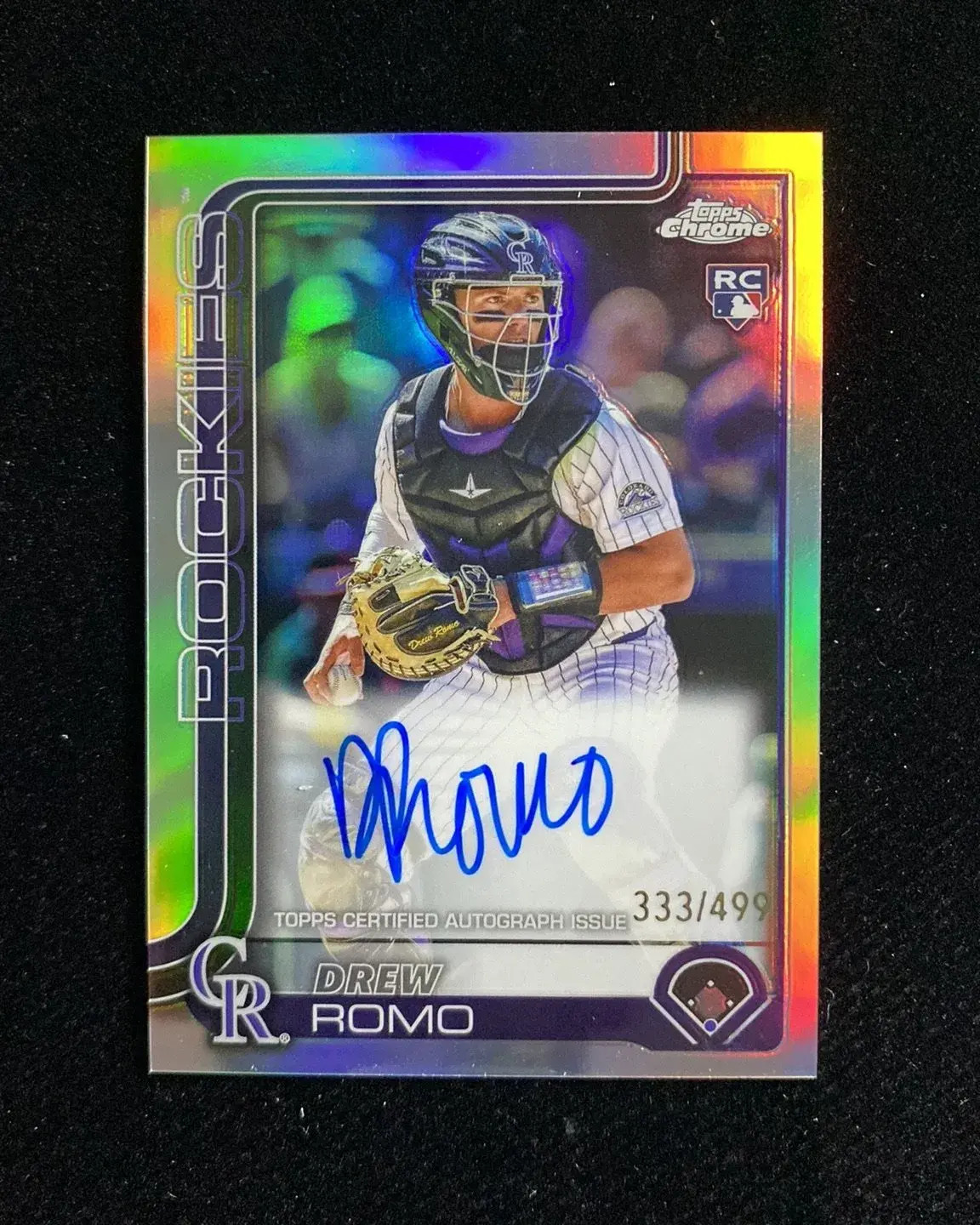 2025 Topps Chrome Refractor #RA-DRR Drew Romo Rookie Auto 333/499 Rockies LXFS