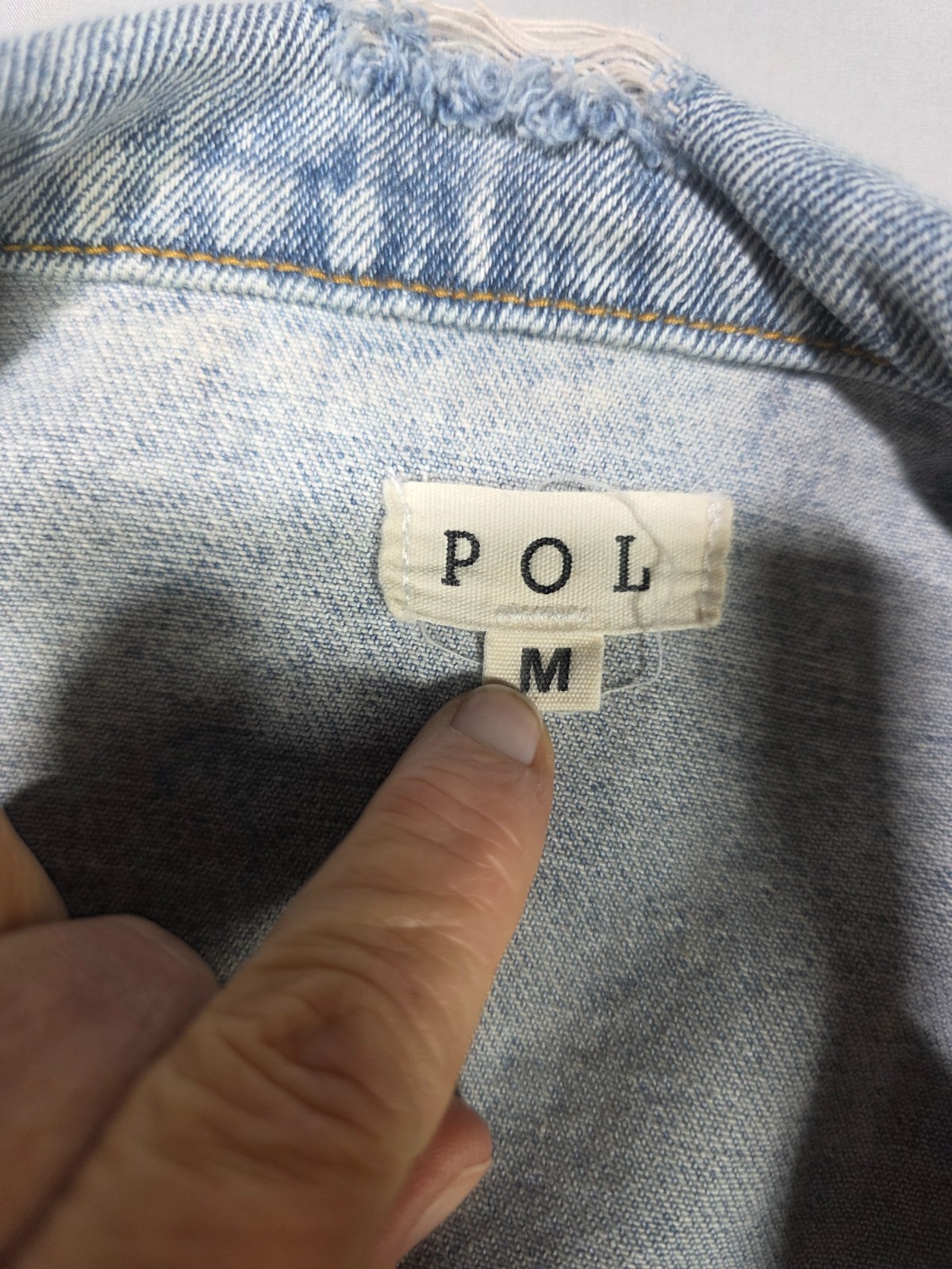 POL Star Patch Distressed Denim Jacket Cropped Bo… - image 3