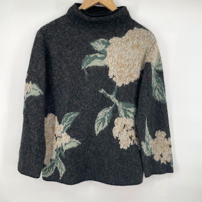 Vince Brushed Floral Alpaca-Wool-Blend Funnel Neck Sweater Women s Sz XS $425