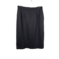 Valentino Pencil Skirt Womens 8 Black Textured Linen Vintage Miss V