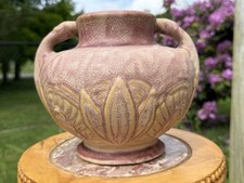 Early Nelson Mccoy Art Pottery Lamp Base With Rare Lavender Seafoam Drip Glaze