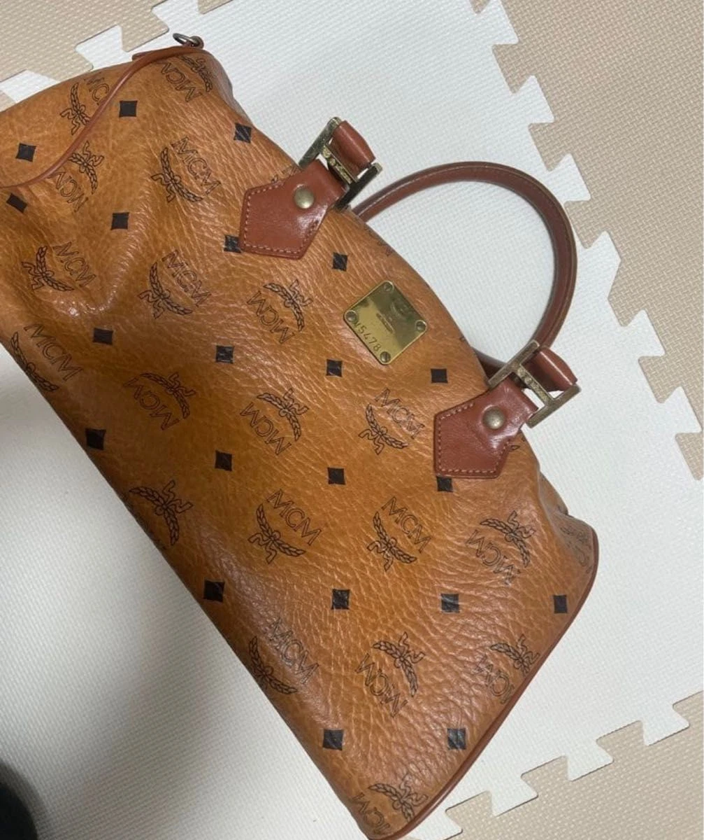 MCM Authentic Boston bag Handbag Brown Travel Tote Visetos Monogram Vintage