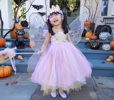 Lavender Butterfly Fairy Halloween Costume Girls Kids Dress Up Wings US STOCK