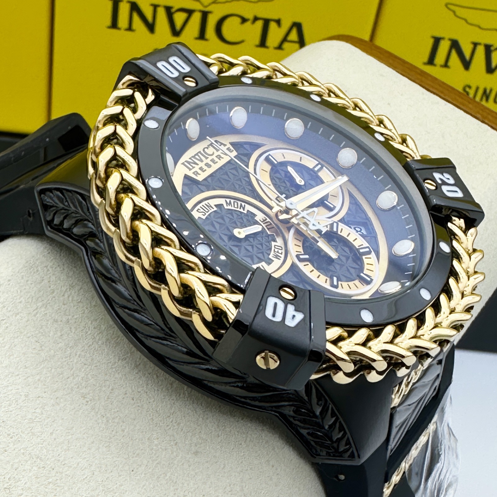 Invicta Bolt Hercules Reserve Men's 56mm Swiss Gold Tone Strap Chronograph Watch