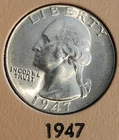 1947 P Philadelphia D Denver S San Francisco Washington Silver Quarters 25C .25