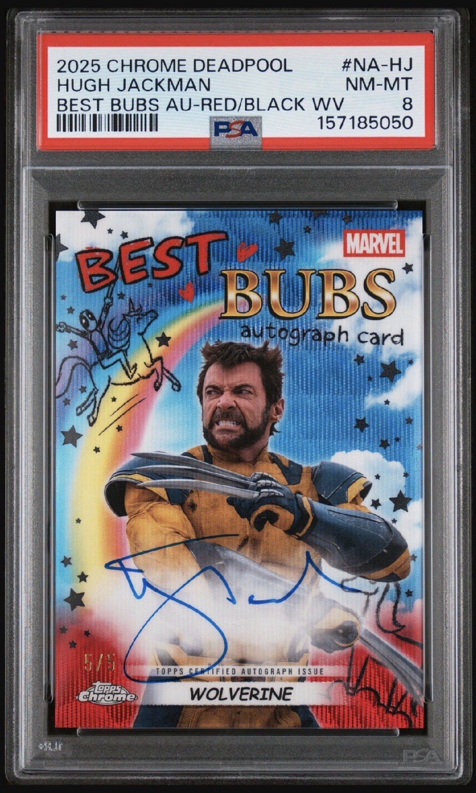 Topps 2025 Deadpool Chrome Best Bubs Wolverine Autograph Hugh Jackman PSA NA-HJ