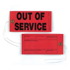 Out of Service Tags 50-pk. - 6.25" x 3.125", Red, Synthetic, 12" Tag Wires At...