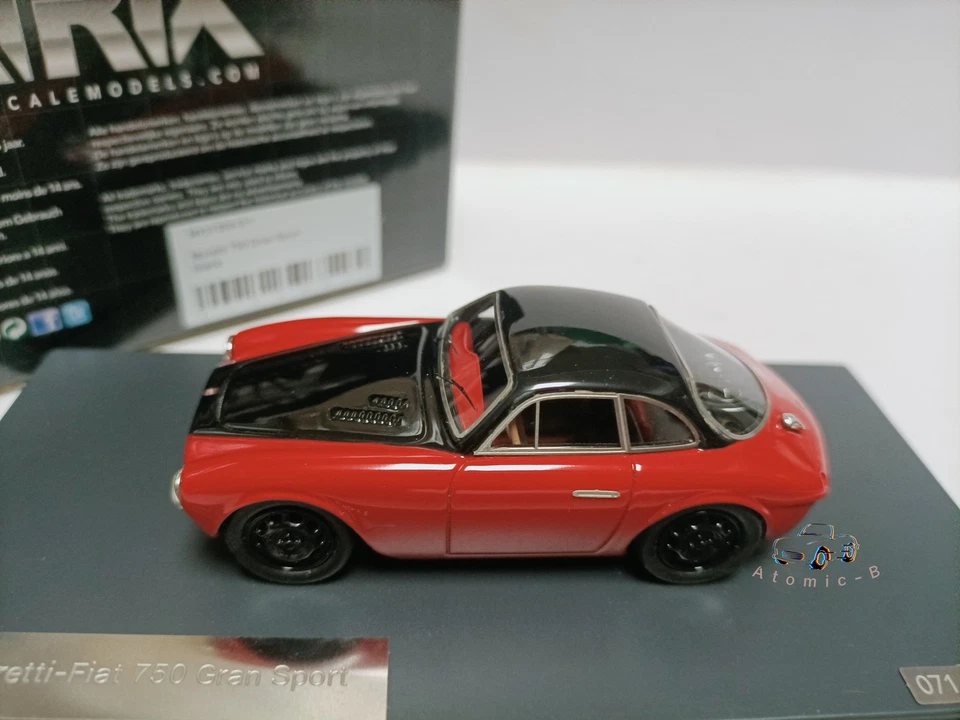 Modelo de coche deportivo Matrix 1:43 Moretti Fiat 750 Gran Sport rojo modificado Foto 3 de 4