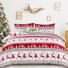 Christmas Comforter Set Size, Reindeer Snowflake Xmas Tree Holiday Decor Queen