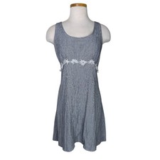 Vintage Mini Dress Fit & Flare Daisy Trim Empire Waist Black White Plaid Small